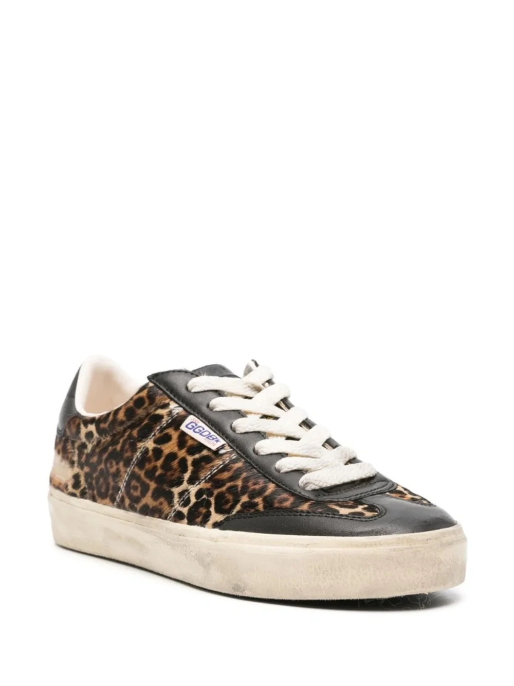 GOLDEN GOOSE 37 Soul Star Leopard-Print Pony Skin Sneakers EXCELLENT Condition